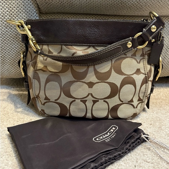 Coach Handbags - Coach Brown and Tan Signature Shoulder Bag